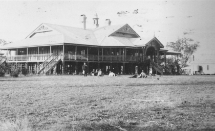 Historic black and white image of Gatton main building 